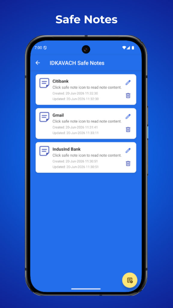 Safe Notes - IDKAVAH Password Manager and Data Security App for Android on Google Playstore