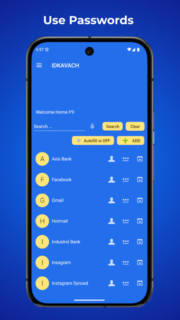 Use Passwords - IDKAVAH Password Manager and Data Security App for Android on Google Playstore